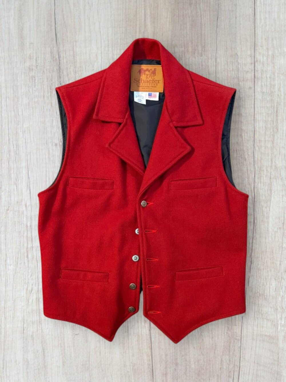 Schaefer Outfitter Red Wool Western Ranch Vest USA Cowboy Rodeo Ranchwear L